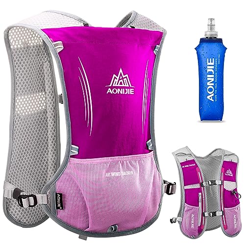 HINATAA Lightweight Running Hydration Backpack, 5L 190g Running Hydration Vest for Women and Men Cycling Running Climbing Hiking Vest Pack (Pink with
