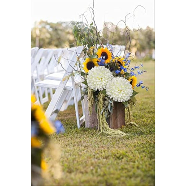 6'' Large Artificial Chrysanthemum Flowers with 25.6'' Long Stem, 4 pcs White Fake Silk Flowers Faux Ball Flowers for Home Decor, Bridal, Wedding, Party, Garden, Floral Arrangement