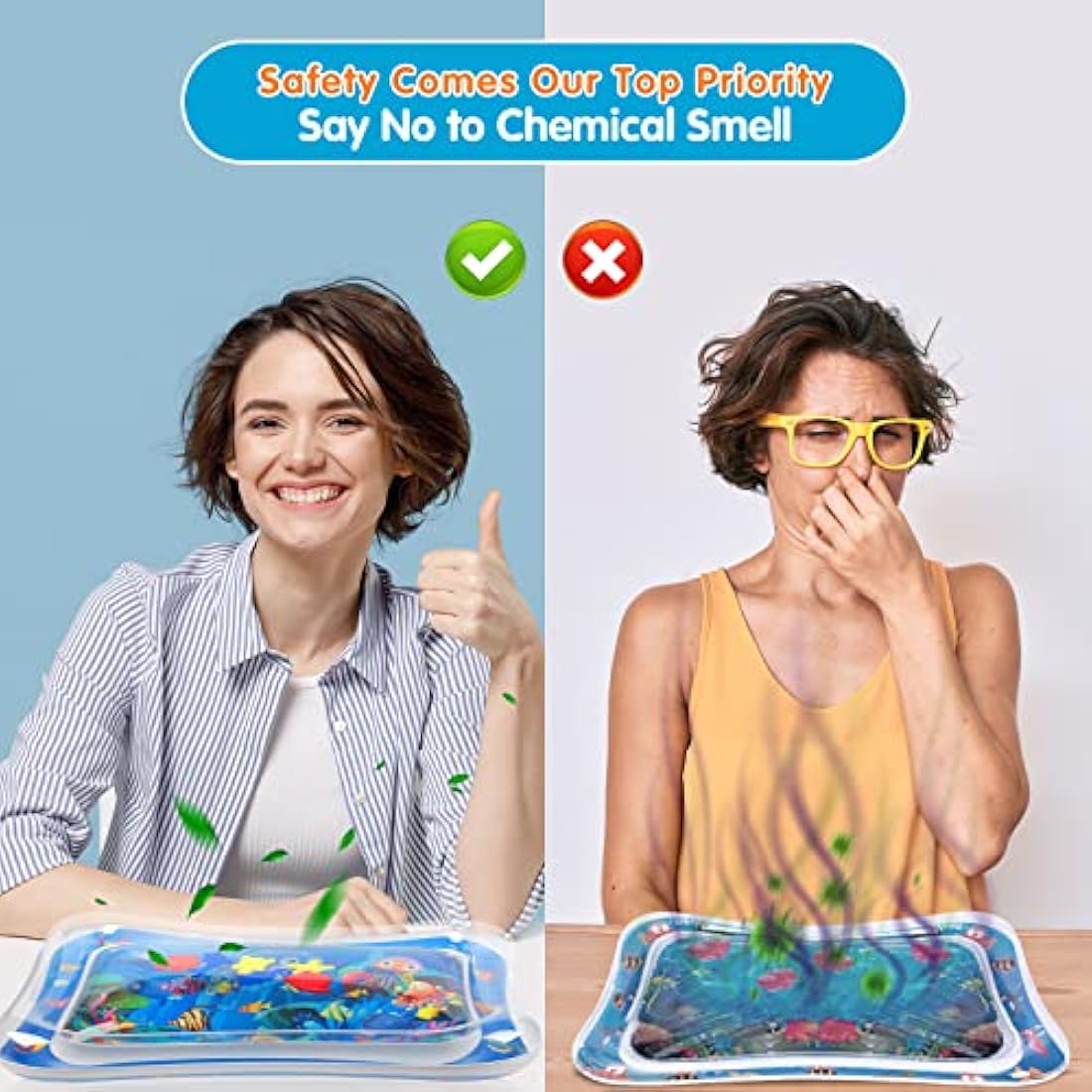 Infinno Inflatable Tummy Time Mat Premium Baby Water Play Mat for Infants and Toddlers Baby Toys for 3 to 24 Months, Strengthen Your Baby's Muscles, Portable