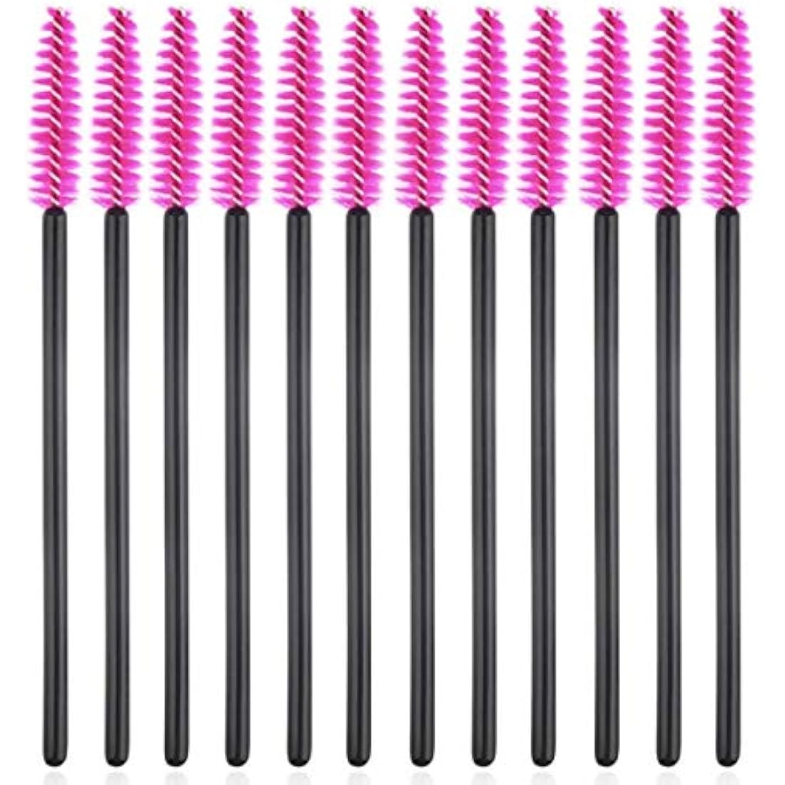 50 PCS Disposable Eyelash Brushes Mascara Wands Eye Lash Eyebrow Applicator Cosmetic Makeup Brush Tool Kits (black-rose)
