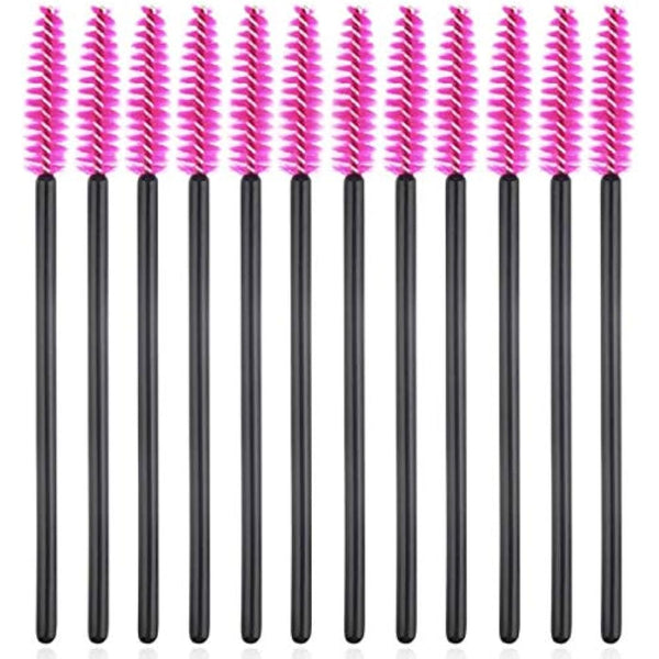 50 PCS Disposable Eyelash Brushes Mascara Wands Eye Lash Eyebrow Applicator Cosmetic Makeup Brush Tool Kits (black-rose)