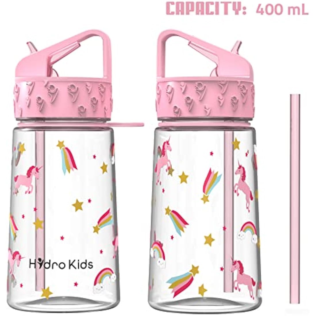 HydroKids Water Bottle with Straw – 400ml BPA Free Kids Water Bottles for School Travel Sports – Leakproof Childrens Drink Bottle for Girls Boys Childs…