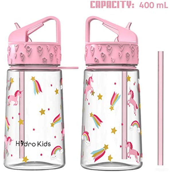 HydroKids Water Bottle with Straw – 400ml BPA Free Kids Water Bottles for School Travel Sports – Leakproof Childrens Drink Bottle for Girls Boys Childs…