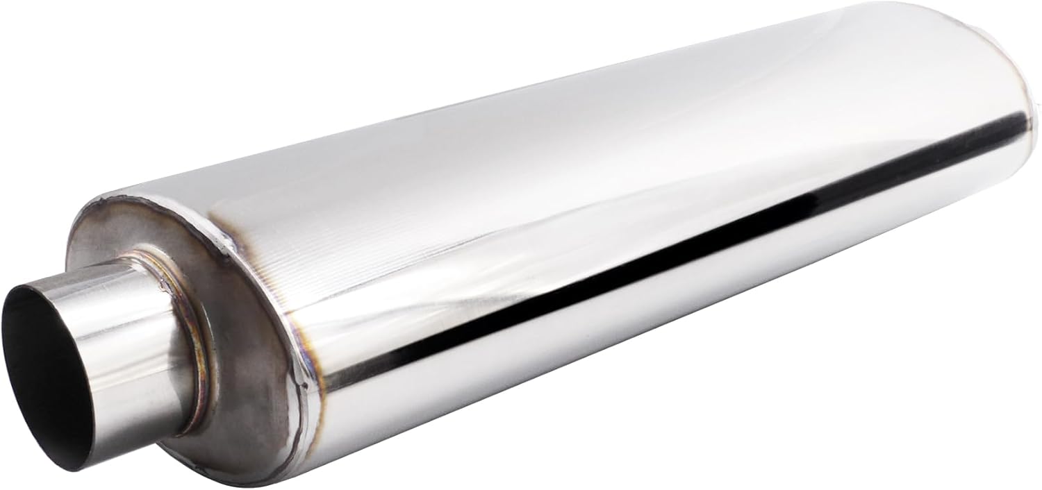 Simoni Racing ESR6 - Universal Sport Silencer, Round Straight Outlet, Stainless Steel Car Muffler, Length 550 mm