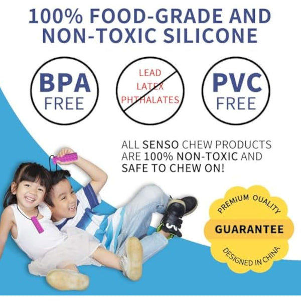 Novelfun Sensory Chew Necklace, 5 Pack Silicone Chew Pendant Training and Development Fidget Toy Chewing Necklace for Teething Babies, Autism ADHD SPD, Oral Motor, Anxiety, Autistic Children