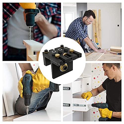 GJCrafts Woodworking Doweling Jig Kit 3 in 1 Pocket Hole Jig Kit Toolwith Positioning Clip Adjustable Drilling Guide Puncher Locator Carpentry Tools DIY Tool for Furniture（ 6/8/10/15mm）