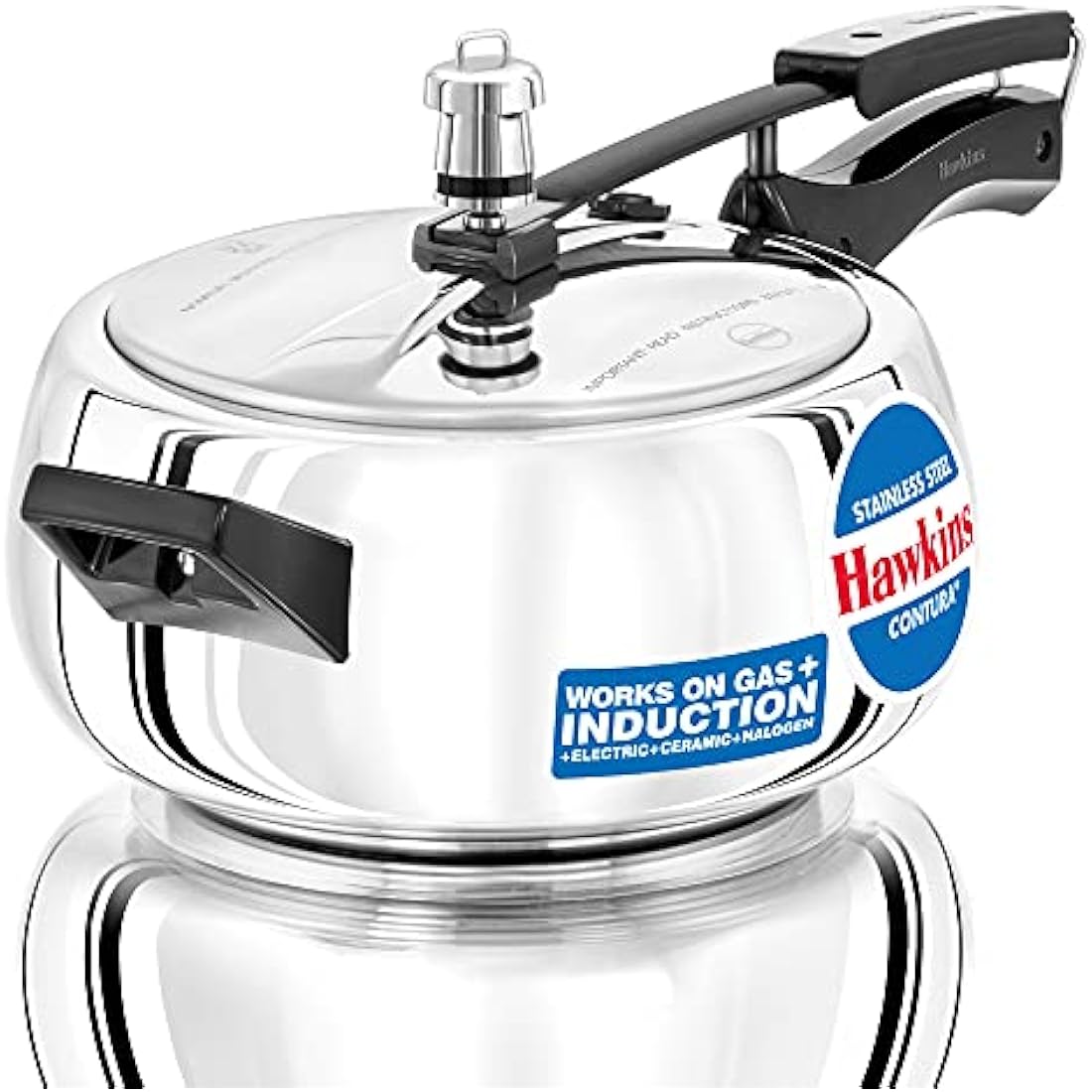 Hawkins Contura 3.5 Litre Pressure Cooker, Stainless Steel Cooker, Handi Cooker, Induction Cooker, Silver (SSC35)