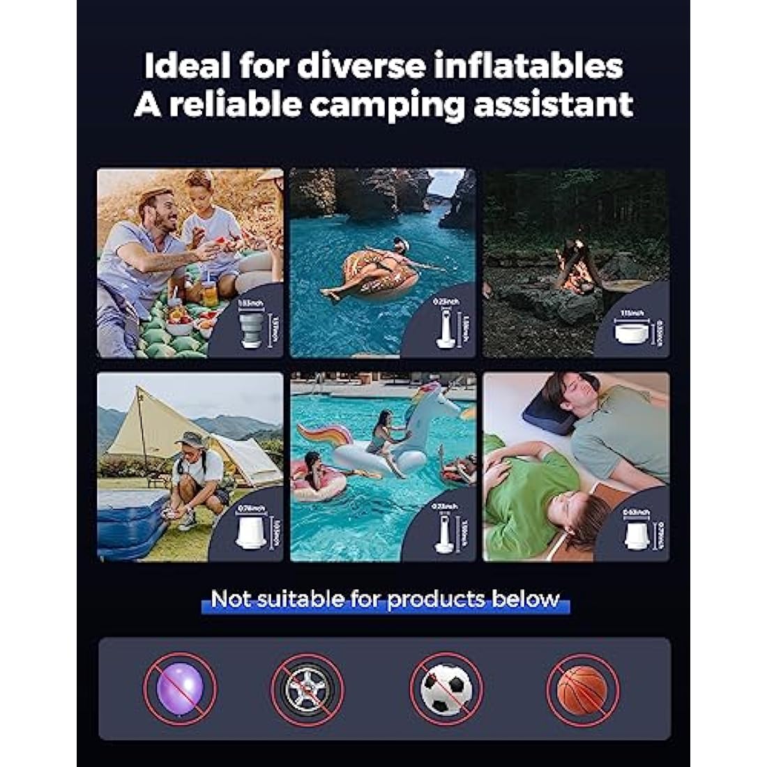 FLEXTAILGEAR Tiny Pump 2, Portable Electric Air Pump, 800mAH Battery Rechargeable, High Flow 180L/min, Fast In/Deflating, Air Mattress, Swimming Ring, Vacuum Storage Bags, Camping & Travel