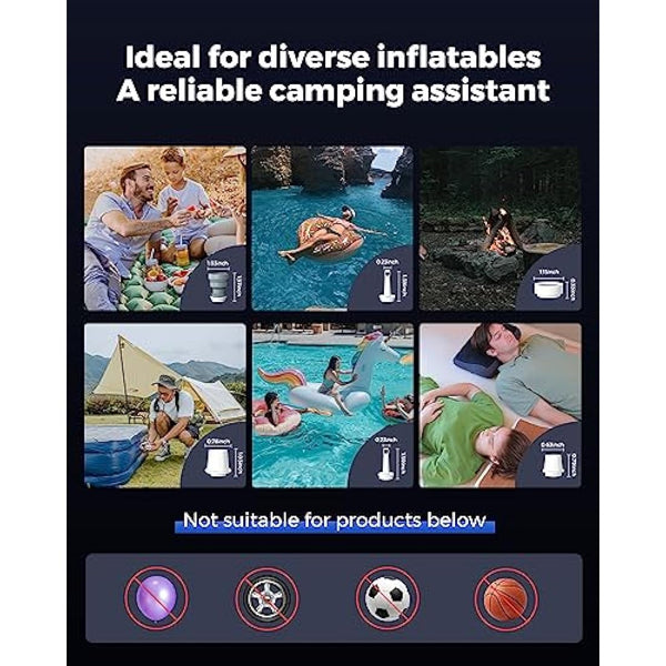 FLEXTAILGEAR Tiny Pump 2, Portable Electric Air Pump, 800mAH Battery Rechargeable, High Flow 180L/min, Fast In/Deflating, Air Mattress, Swimming Ring, Vacuum Storage Bags, Camping & Travel