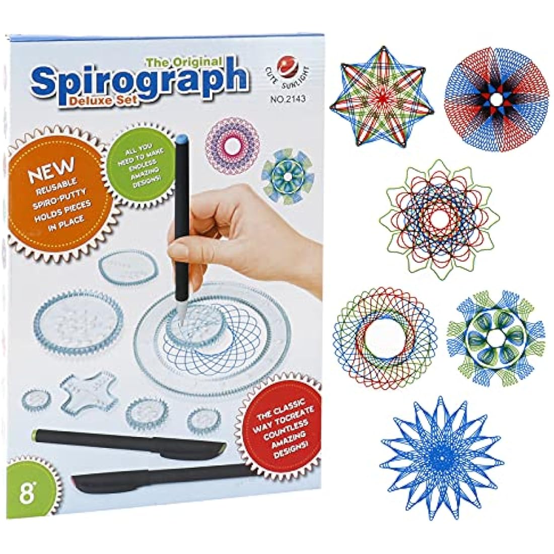 Gobesty Spirograph Deluxe Drawing Set with 28 Accessories, Geometric Ruler, Art Design Set for Kids and Adults