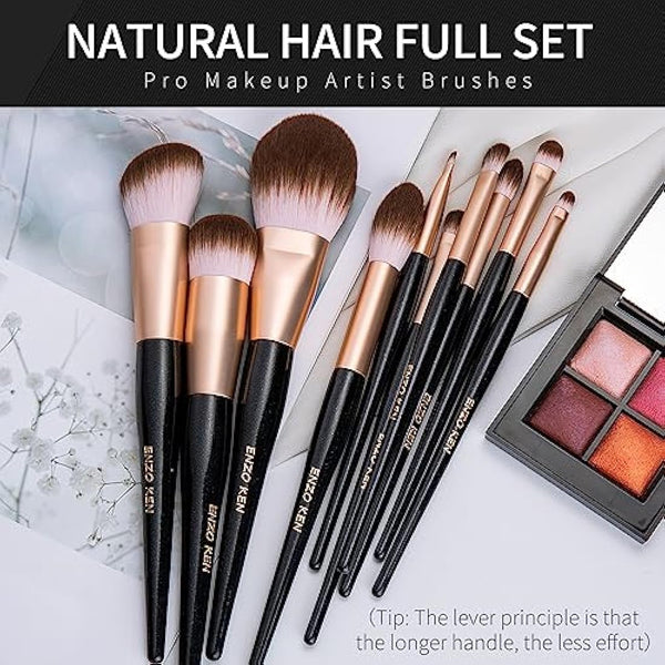 ENZO KEN Elegant Natural Goat Hair Makeup Brush Set with Gift Box, Natural Hair Makeup Brushes Set Professional, Make up Brushes Set Professional, Cosmetic Brush Makeup Set.