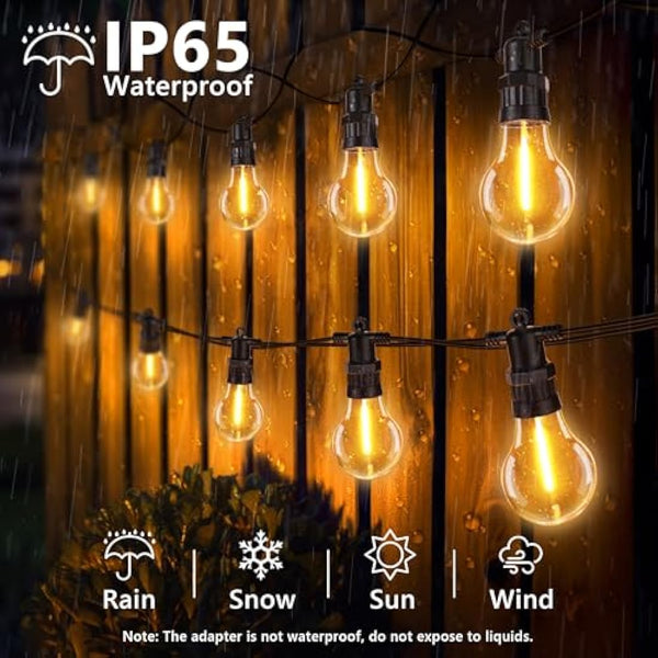 Joomer Festoon Lights Outdoor Mains Powered, 28.5M/93.5Ft Outdoor String Lights with 30 Edison Bulbs, 8 Modes Garden String Lights Waterproof Timer Connectable for Indoor Party Patio, Warm White
