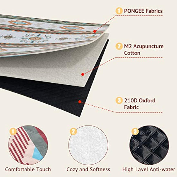 LARUTAN Waterproof Picnic Blanket, 200x200CM Large Beach Blanket Outdoor Picnic Mat, Beach Mat with Carrying Handle Sandproof Heatproof for Camping, Beach, Family Picnic Seattle