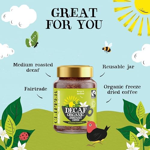 Clipper Decaf Organic Coffee | 6x 100g Jars Decaffeinated Instant Coffee | Bulk Buy for Home & Catering | Gourmet Sustainable Fairtrade Coffee by Clipper Teas | Ethically Sourced