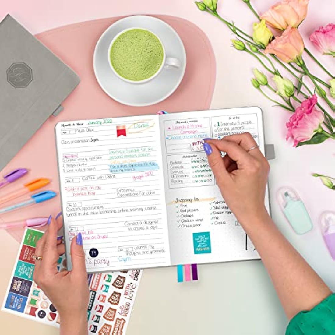 GoGirl Planner and Organizer for Women – Compact Size Weekly Planner, Goals Journal & Agenda to Improve Time Management, Productivity & Live Happier. Undated – Start Anytime, Lasts 1 Year – Grey