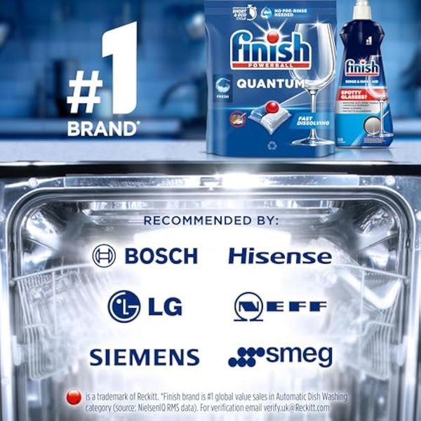 Finish Dishwasher Tablet, Quantum Infinity Shine, 100 Tablets, Original Fresh Scent, Powerful Clean & Shine Detergent Tabs, Tough on Grease Stains