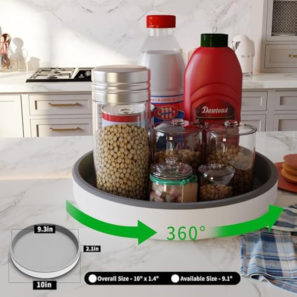 4 Pack 10 Inch Non-Skid Lazy Susan Turntable Organizers - Rotating Tray for Pantry Organization and Storage, Kitchen, Cabinet, Fridge, Bathroom Vanity, Countertop, Under Sink Organizing, Spice Rack
