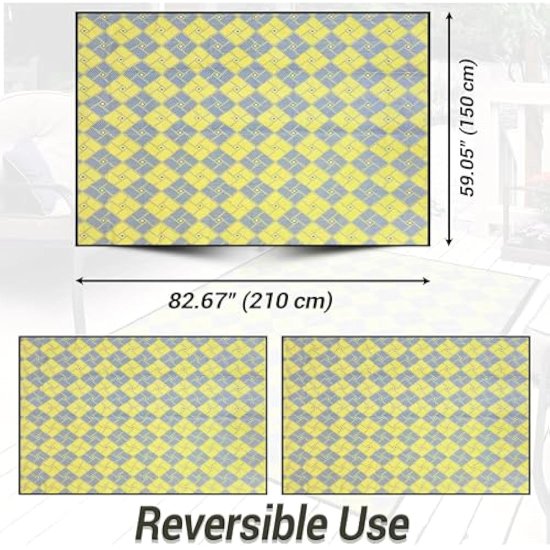 ARSUK Outdoor Plastic Rug (210 x 150 cm) - Weatherproof, Indoor and Outdoor Use, Ideal for Garden, Camping, Patio, Balcony Carpet, Picnic, Backyard, Lightweight, Foldable, Recyclable Material