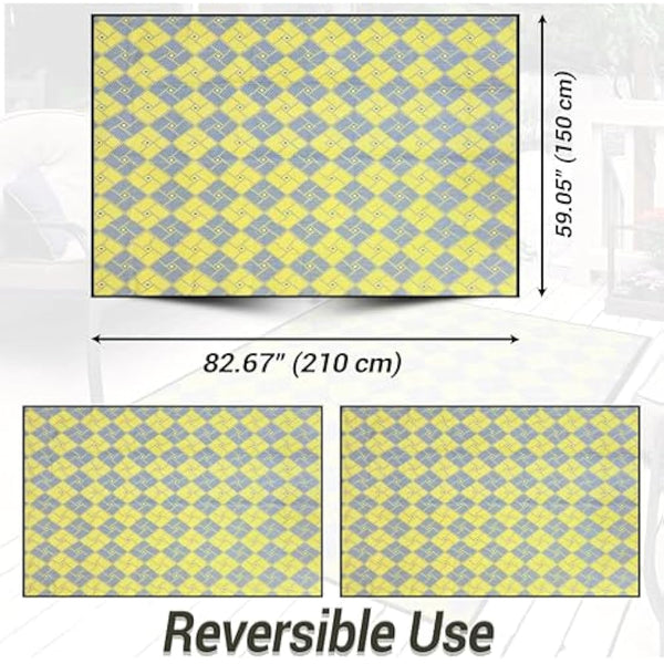 ARSUK Outdoor Plastic Rug (210 x 150 cm) - Weatherproof, Indoor and Outdoor Use, Ideal for Garden, Camping, Patio, Balcony Carpet, Picnic, Backyard, Lightweight, Foldable, Recyclable Material