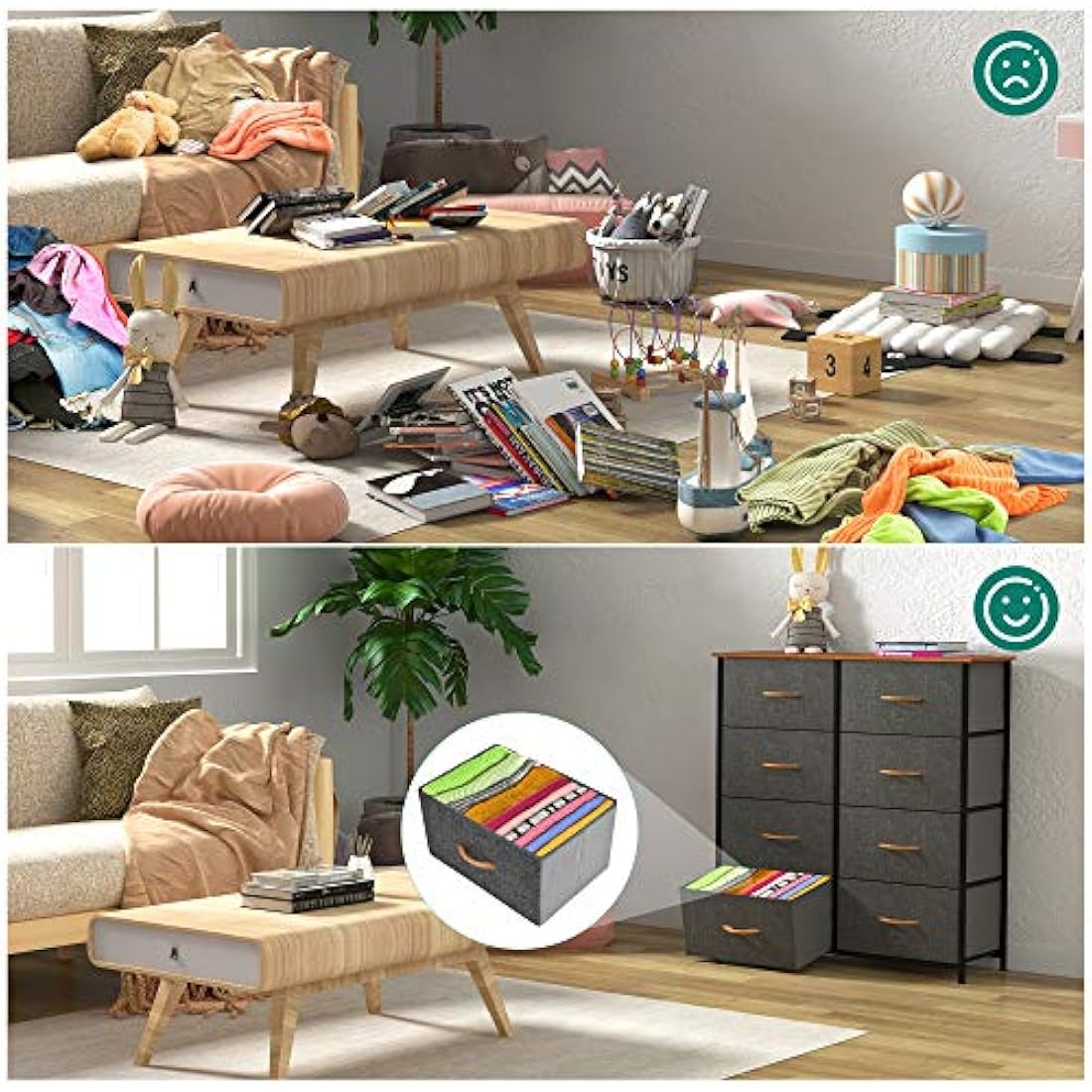 YITAHOME Chest of Drawers, Fabric 8-Drawer Storage Organizer Unit for Bedroom Living Room Closet, Sturdy Steel Frame, Easy Pull Fabric Bins & Wooden Top, Fabric Dresser