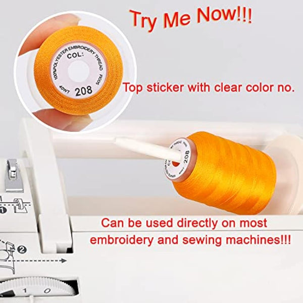 New brothread 63 Brother Colours Polyester Machine Embroidery Thread Kit 500M (550Y) Each Spool for Brother Babylock Janome Singer Pfaff Husqvarna Bernina Embroidery and Sewing Machines