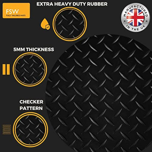 FSW - Ford Transit Custom Van Manual 2024-On Tailored Van Front Floor Mats - 5mm EXTRA Heavy Duty Rubber Waterproof - Anti Slip Van Floor Mat, Anti Slip Backing - 1Pc Rubber Van Floor Mat