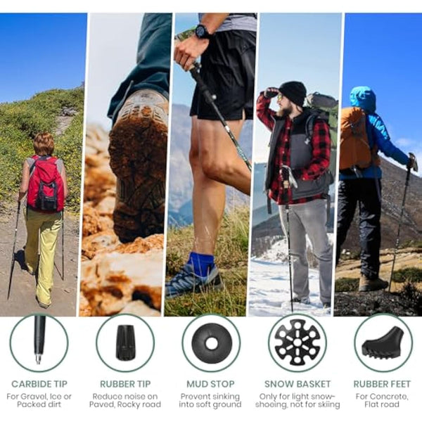 aiGear Walking Poles | 2 Pack | Collapsible Ultralight Aluminum Hiking Poles | with Quick Lock System | Perfect for Hiking Camping Mountaining Backpacking | (105-125cm)