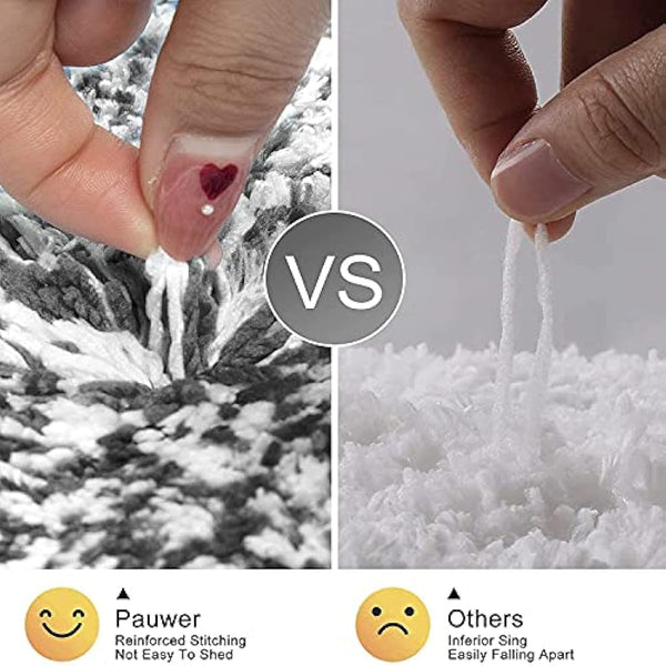 Pauwer Ultra Soft Bathroom Mat Sets 3 Piece Luxury Non Slip Absorbent Bath and Toilet Mat Set Machine Washable Bath Floor Rug Shower Rug, Dark Grey