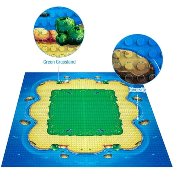 Etarnfly 6 Pack Classic Blue and Green Base Plate for City Road Beach,Ocean Island Street Water,25.5 x 25.5 cm,100% Compatible with All Major Brands(4 curves/2 straight)