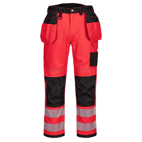 Portwest T501 Mens PW3 Hi Vis Work Trousers - Holster Pocket Workwear Safety Construction Trousers Orange/Black, 34