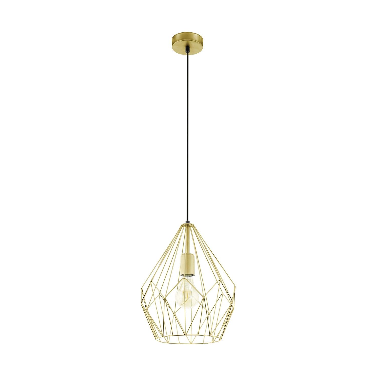 Eglo Carlton Vintage Pendant Light, Retro Gold Steel Hanging lamp, E27 Socket
