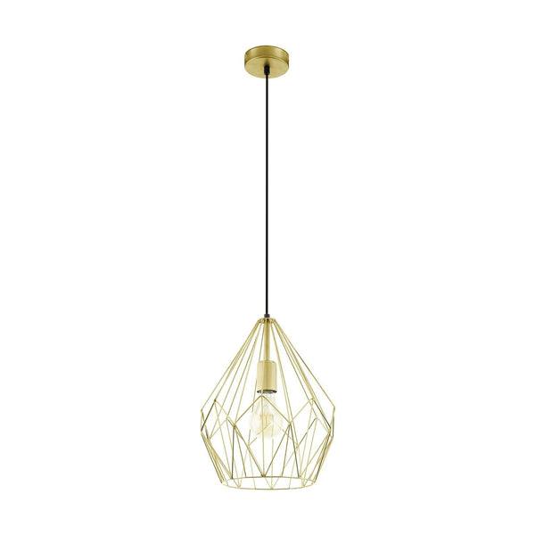 Eglo Carlton Vintage Pendant Light, Retro Gold Steel Hanging lamp, E27 Socket