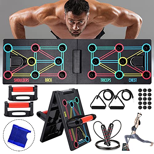 AOUZEA Push-Up Board Fitness Equipment, 12-in-1 Foldable, Multifunctional, Portable, Push-Up Board, Fitness Equipment with Protective Gloves and