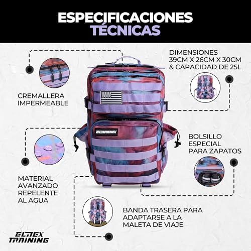 ELITRAINX 25L Tactical Military Waterproof Backpack for Sports, Cabin Airplane, Gym, Outdoors, CrossTraining by Elitex Training