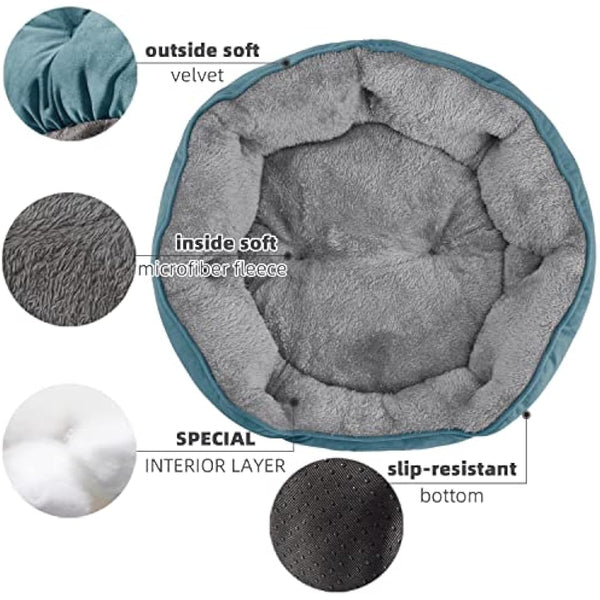 Asvin Medium Dog Bed for Medium Dogs, Cat Beds for Indoor Cats, Pet Bed for Puppy and Kitty, Extra Soft & Machine Washable with Anti-Slip & Water-Resistant Oxford Bottom, Teal, 25 inches