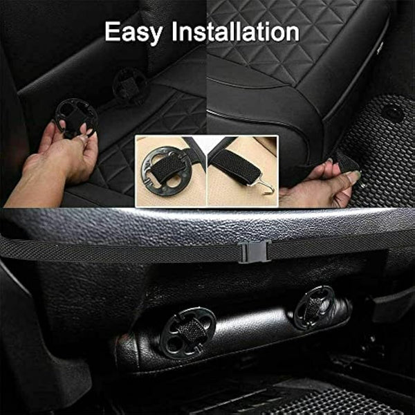 AB1 flexzon Universal Quality Deluxe Black PU Leather Front Car Seat Covers Padded Cushions