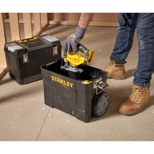 STANLEY Mobile Work Centre Toolbox, 2-in-1 Rolling Workshop with Stackable Units, Removable Toolbox, and Swivel Storage Carousel, 1-93-968
