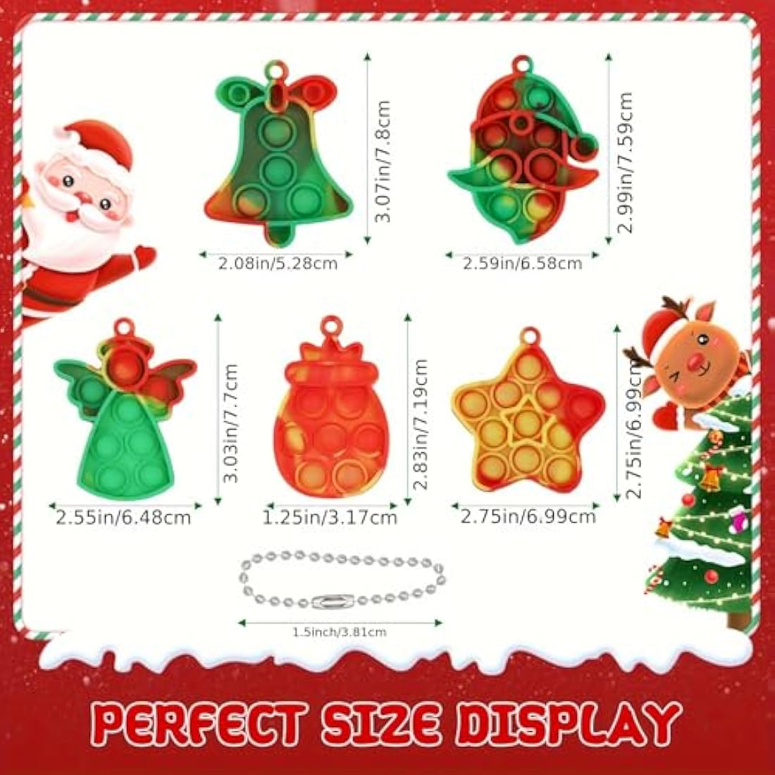 Amyang 24 Pack Christmas Mini Pop Fidget Toy Pack for Kids Girls Boys Toddlers Christmas Stocking Stuffers Party Favors Gifts Stress Relief