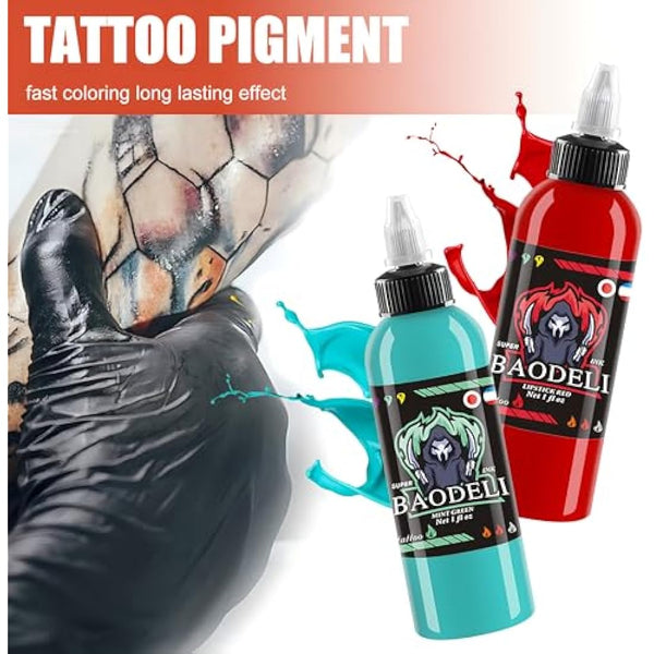 DLD Dazzling Vivid Colour Tattoo Ink Kit Professional 14 Bottles (1oz Each) Tattoo Kit EU Standard Pigments 30ml Tattoo Supplies