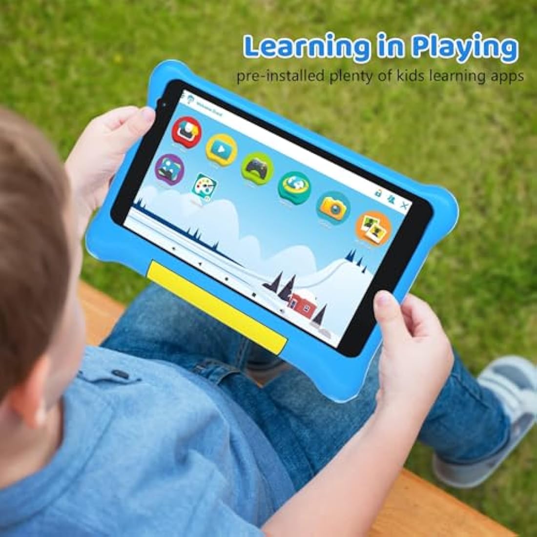 Ainmel Kids Tablet 7 inch, Android 13 Tablets for Kid, 5GB RAM+32GB ROM 128GB Expand, Parental Control, Kiddos Software Pre-Installed, Dual Camera, Android Learning Tablet with Proof Case (Blue)