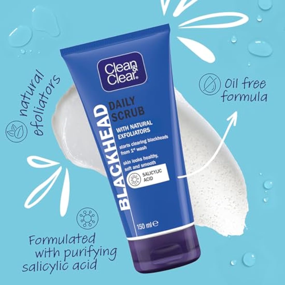 Clean & Clear Blackhead Clearing Daily Scrub, 150 ml