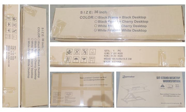 ERGOMAKER Standing Desk Converter, 36"/91cm Wide Height Adjustable Quick Sit to Stand Up Desk Riser for Dual Monitor