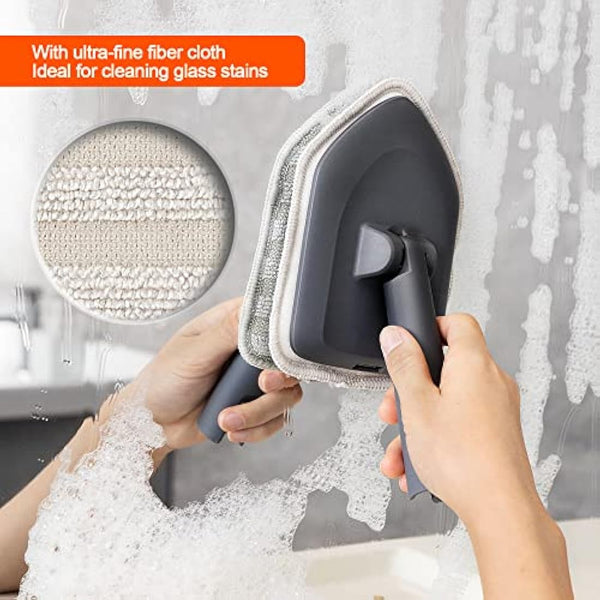 CLEANHOME Shower Scrubber,4-in-1 Scrubbing Brush with Long Handle(132 cm), 3 Different Fibre Cleaning Pad,Suitable for cleaning bathtubs, floor tile gaps, and glass mirrors.1