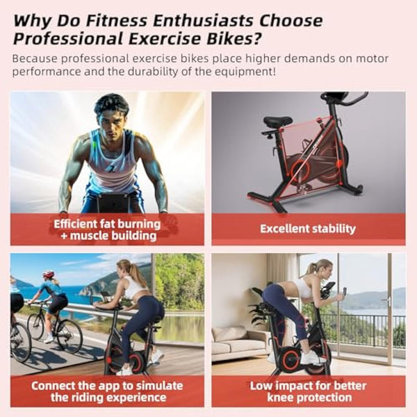 CHAOKE Exercise Bike Indoor Cycling, Stationary Bike 360LBS Capacity, Fully Adjustable Magnetic Resistance Silent Fitness Bike, Comfortable Seat, Tablet Holder for Home Gym Cardio Workout Training