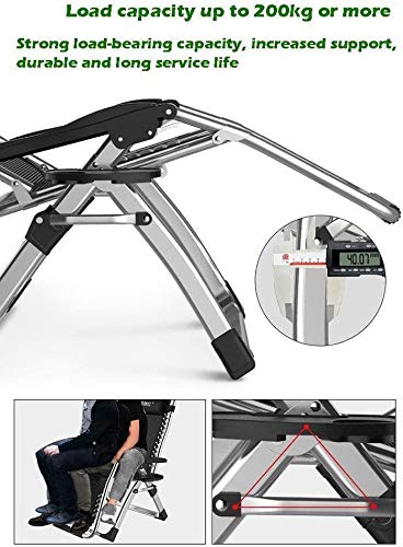 DQCHAIR Outdoor Reclining Zero Gravity Chair with Cup Holder, Extra Wide Adjustable Lounger Chair for Patio Garden Beach Pool, With Cushions Support 200kg (Black1)