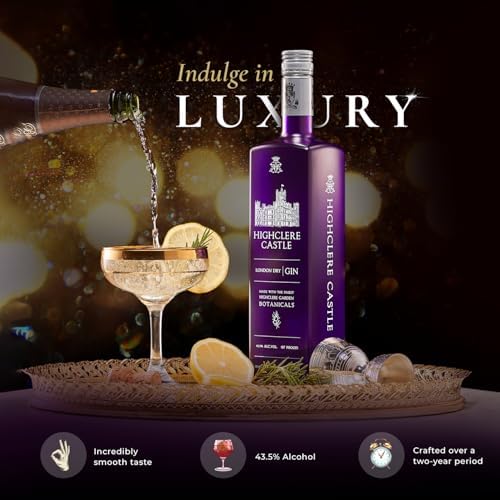 Highclere Castle London Dry Gin, 200+ Global Award-Winning Gin, Made of 10 UK-Grown Herbs and Oats, Perfect for a Glass of Gin and Tonic, ABV 43.5%, 87 Proof, 70 cl