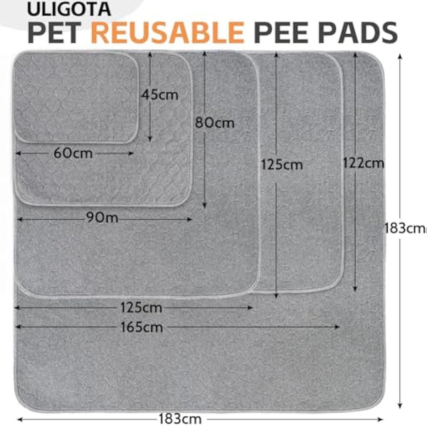 Reusable Dog Training Pads 183x183cm - 2 Pack Washable Dog Pee Pads Super Absorbent Waterproof Dog Mat Pee Pads for Dogs, Fast Drying Training Pads for Home