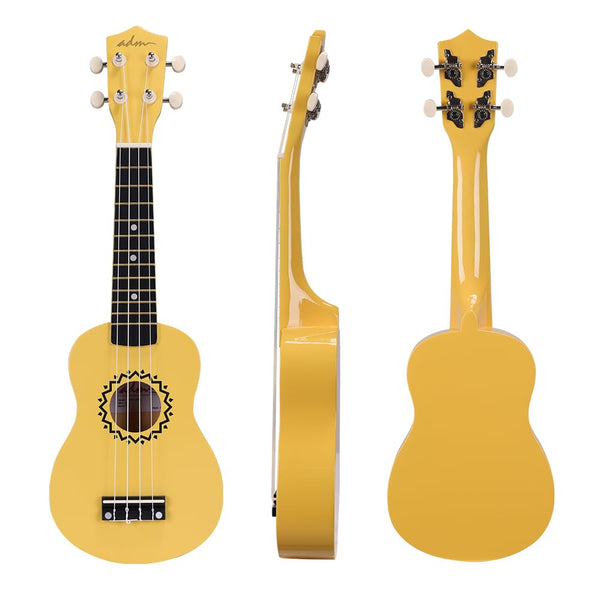 ADM Soprano Ukulele Set for Kids and Beginners, Ukulele Starter Kit with Bag, Clip-On Tuner, Rainbow Strings, Colourful Strap, Plectrum, Fingerboard Sticker, Chord Card (Dark Blue)