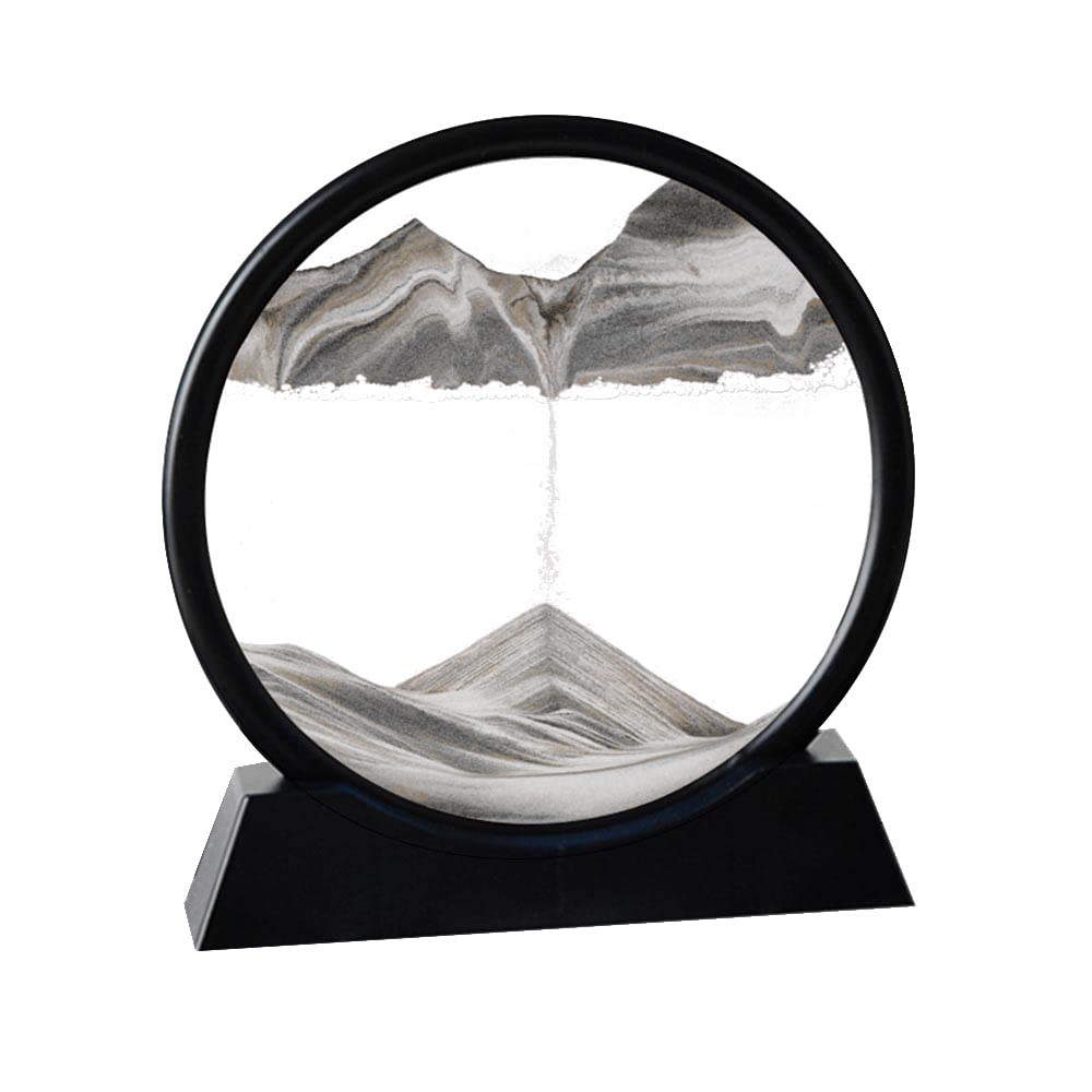 Arthink Moving Sand Art Picture,Liquid Motion 3D Sea Sandscape in Motion Display, Flowing Sand Frame Desktop Art Bookshelves Home Office Decoration(12 inch, Green)