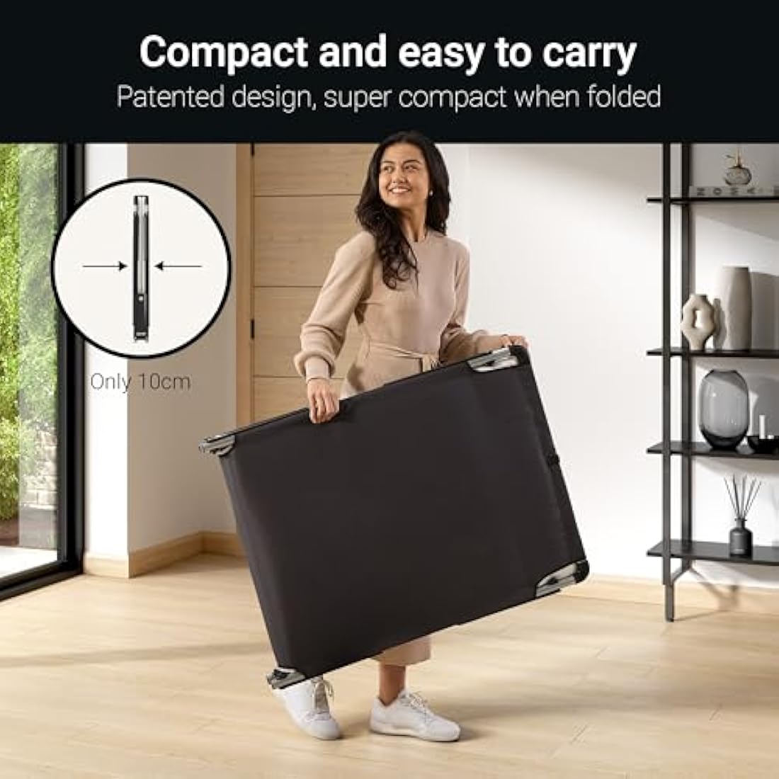 Jay-Be Folding Bed with Comfort Mattress - Single, Black